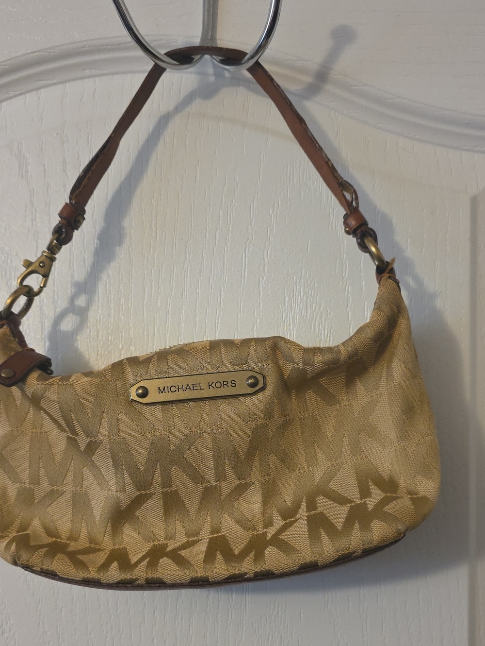 Michael Kors Gold Logo-Print Shoulder Bag